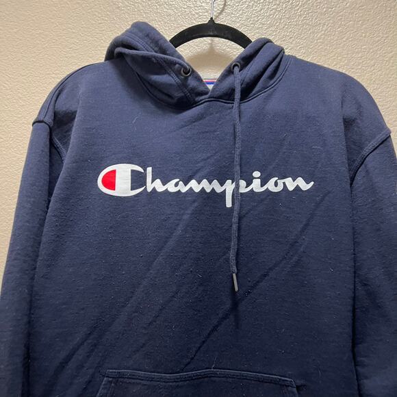 Champion Authentic Athleticwear Hoodie Sweatshirt Jacket Blue Cotton Pullover M - Picture 4 of 6